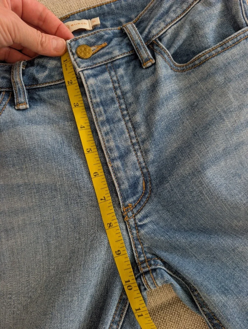 Tory Burch Pardon My French Cropped Raw Hem Jeans Size 25